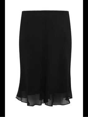 Topshop Black Midi Skirt with Sheer Ruffle Hem